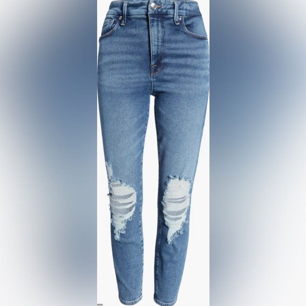 Good American Distressed Blue Skinny Jeans - Picture 4 of 11